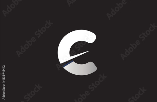 white C cut letter alphabet logo icon design with grey gradient for business or company