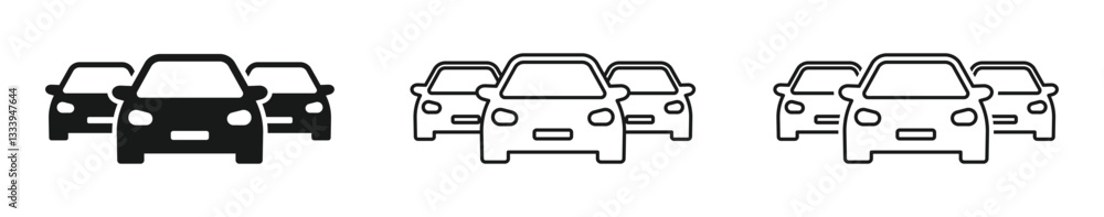 Heavy car traffic jam vector icon. Car inventory vector icon design Heavy car traffic jam vector icon. Car inventory vector icon design