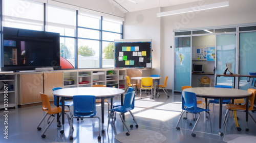 Wallpaper Mural Modern Classroom with Interactive Learning Technology and Engaged Students Torontodigital.ca