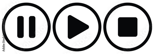 Play button icon. Media player icon. Play and pause buttons symbol. Multimedia symbols, media player buttons. Vector illustration. 