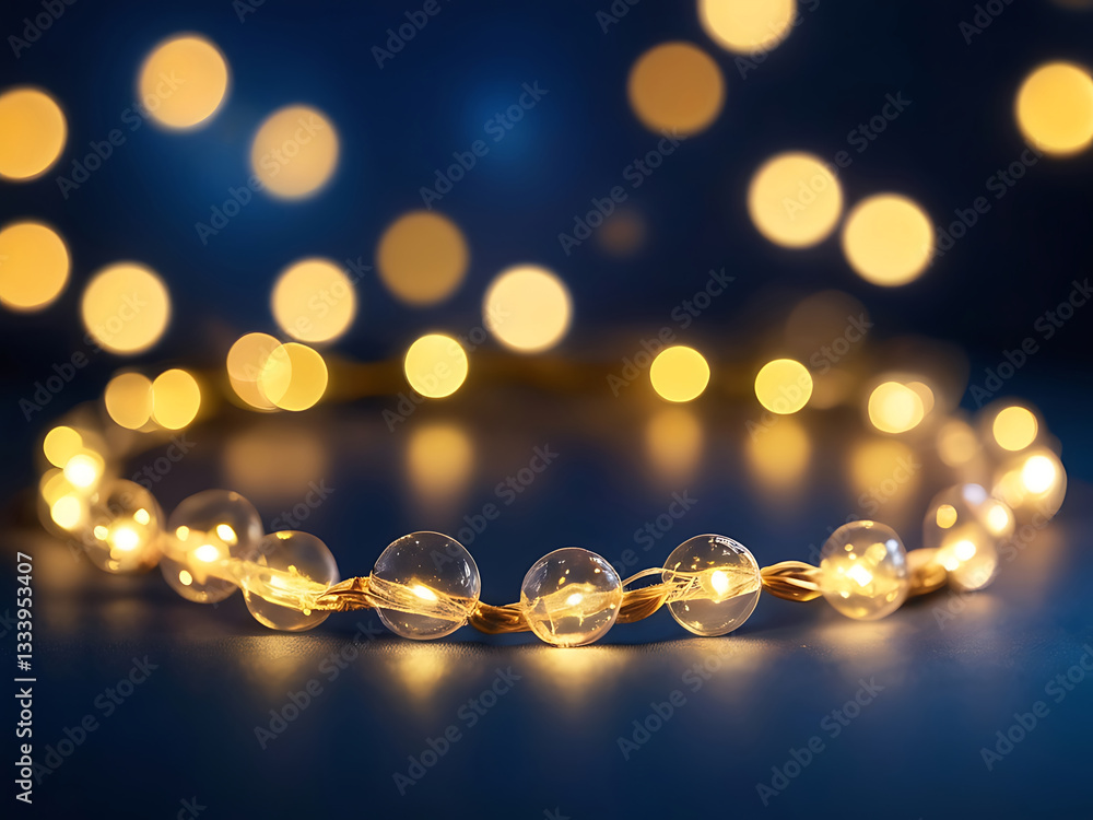 Abstract dreamy scene warm golden fairy lights creating a bokeh effect against blue background.The lights are softly glowing, giving a magical and festive ambiance. ai Abstract dreamy scene warm golden fairy lights creating a bokeh effect against blue background.The lights are softly glowing, giving a magical and festive ambiance. ai