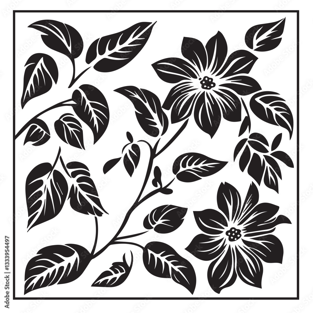 seamless pattern with black flowers seamless pattern with black flowers