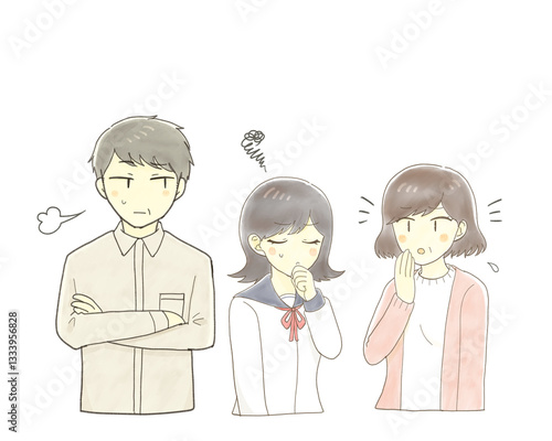 悪い雰囲気の両親と女子学生