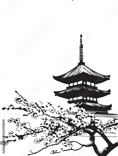 vector illustration of a pagoda