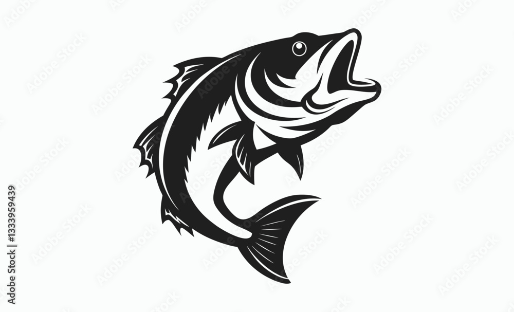 Obraz premium Large mouth bass fish vector, large mouth bass fish vintage vector graphic 