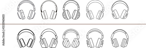 Minimalist Headphone Vector, Bold Outline