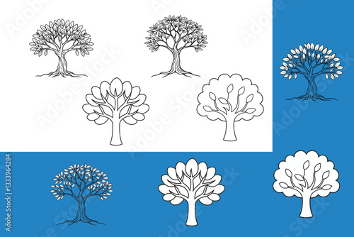 Olive Tree Vector Art Set