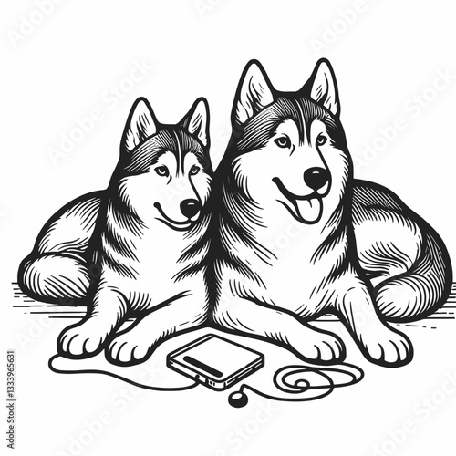 Siberian Husky Couple create a minimalist vector playlist of their favorite Christmas carols and winter wonderland songs