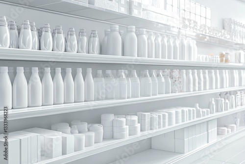 Wallpaper Mural Empty supermarket shelves of white containers Torontodigital.ca
