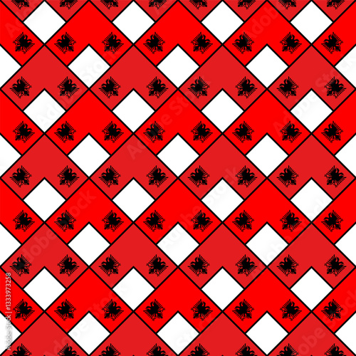 chevron arrow pattern of albania flag. geometric background. vector illustration