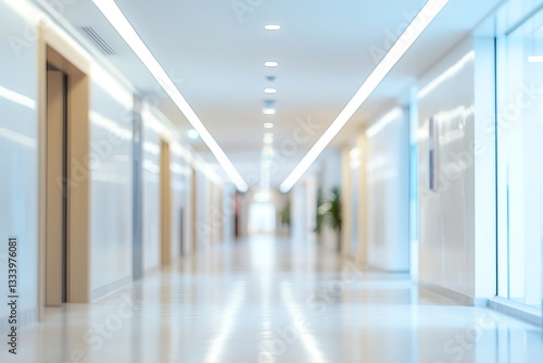 Wallpaper Mural Bright hospital hallway with doors and lights creating a clean modern interior design Torontodigital.ca