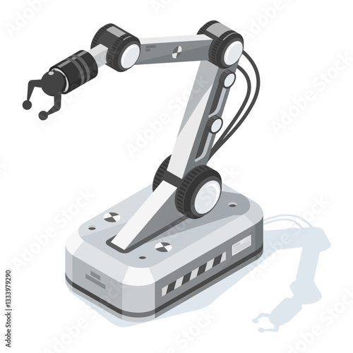 Isometric Isolated Illustration of an Industrial Robotic Arm for Automation and Smart Manufacturing simple on white background