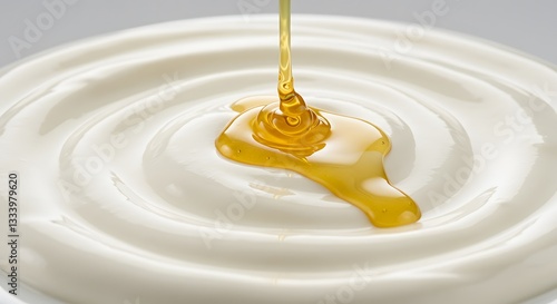Wallpaper Mural Golden honey drizzling on creamy white yogurt swirls delicious healthy food rich shot sweet dairy Torontodigital.ca