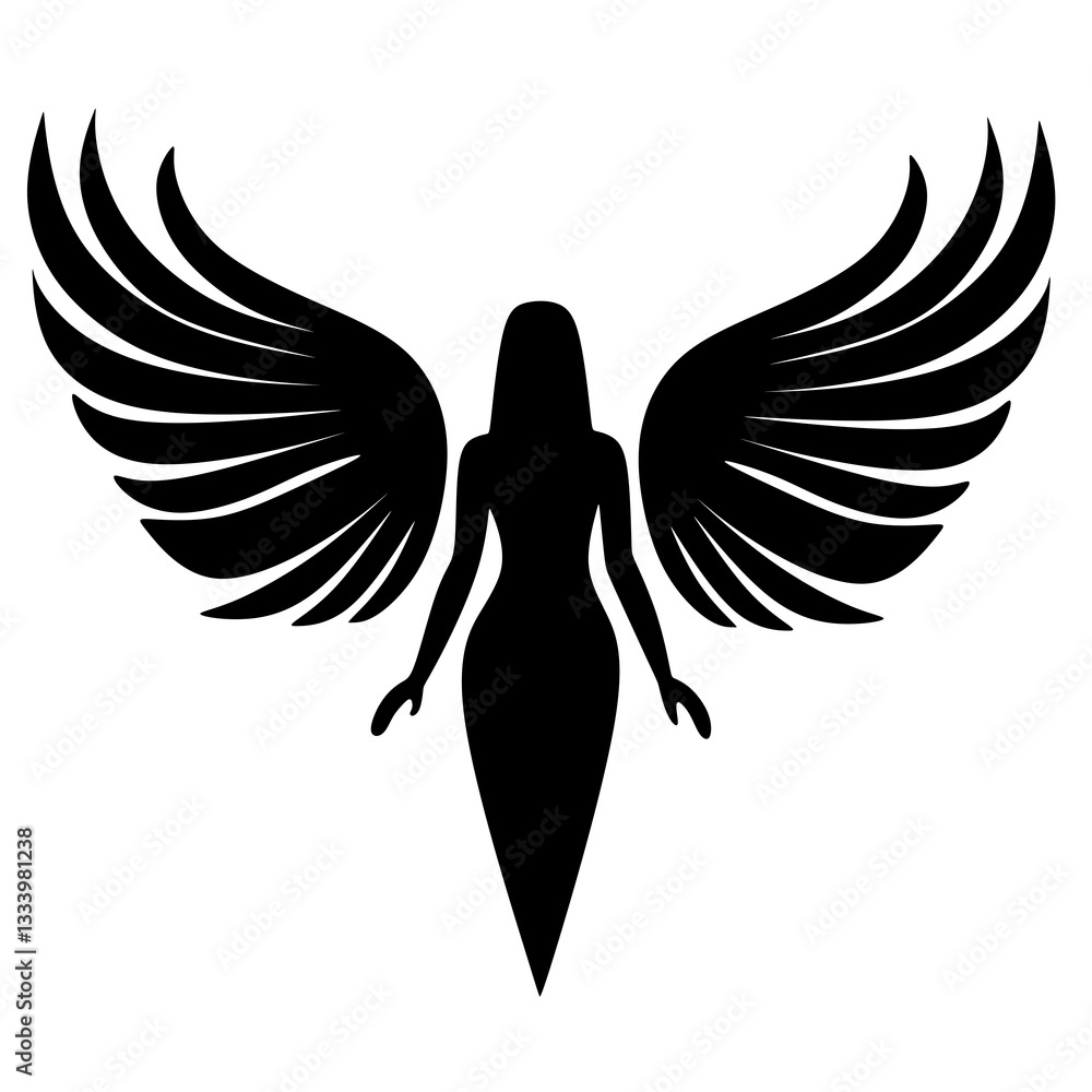 Obraz premium vector illustration of an angel with wings. Guardian Angel