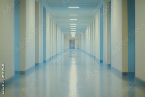 Wallpaper Mural Endless Hospital Hallway Perspective: Clean, Modern Interior with Receding Columns and Bright Lighting Torontodigital.ca