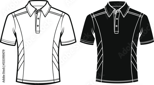 Drawing Polo Shirt technical fashion illustration template.