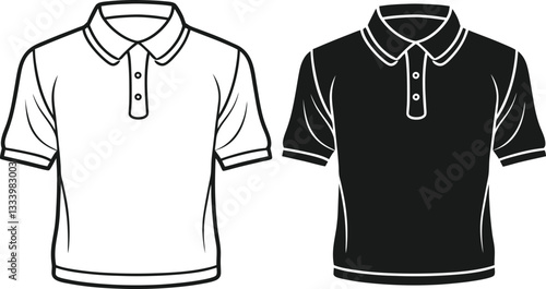 Drawing Polo Shirt technical fashion illustration template.