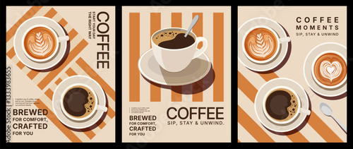 Vector illustration of Coffee Shop poster minimal and modern design, food and drink concept, menu template and mockup design, coffee cup of espresso