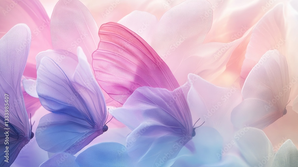 Colorful Butterflies in Dreamy Pastel Backgrounds with Soft Lighting and Subtle Textures for Peaceful Environments Colorful Butterflies in Dreamy Pastel Backgrounds with Soft Lighting and Subtle Textures for Peaceful Environments