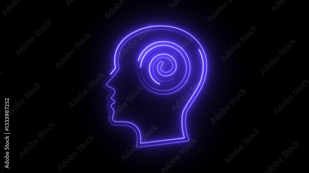 Glowing neon hypnotized icon isolated on black background. HD Video motion graphic animation Glowing neon hypnotized icon isolated on black background. HD Video motion graphic animation