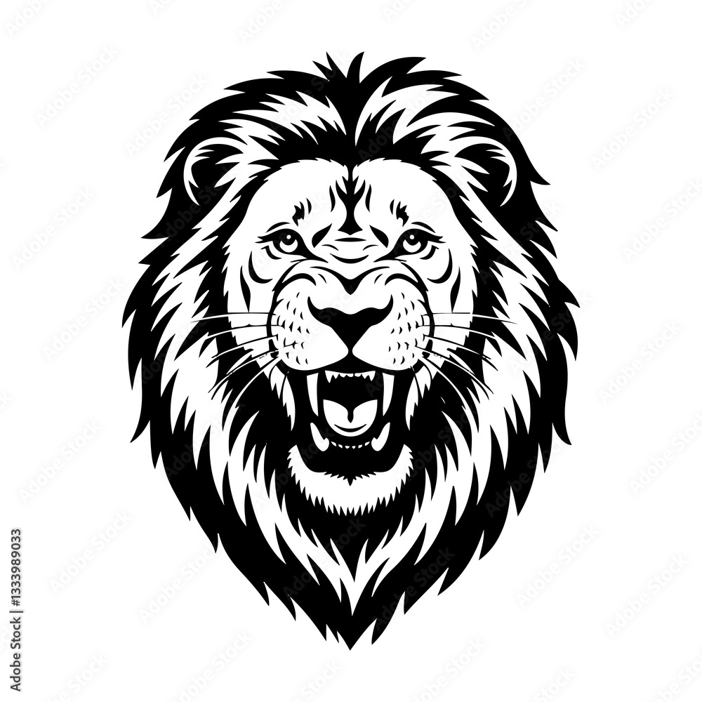 Obraz premium Lion head vector silhouette illustration
