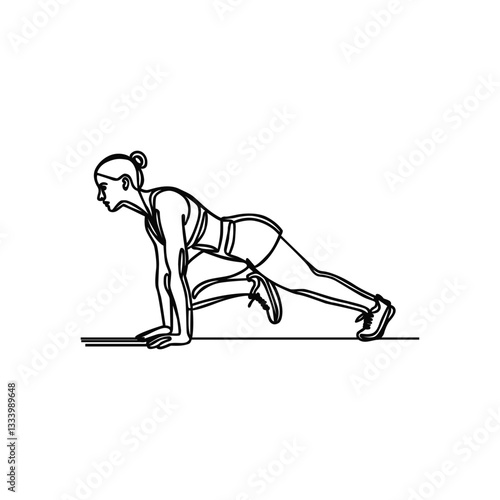 burpees exercise Line Drawing, work out clip art, workout fitness, vector illustration
