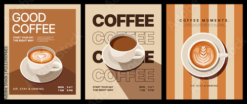 Vector illustration of Coffee Shop poster minimal and modern design, food and drink concept, menu template and mockup design, coffee cup of espresso