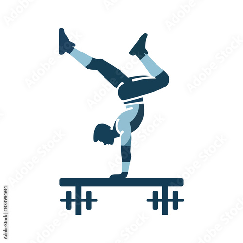 minimal calisthenics man handstand pushup illustration icon,symbol  vector design