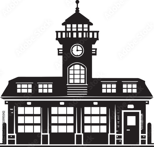 fire station silhouette vector