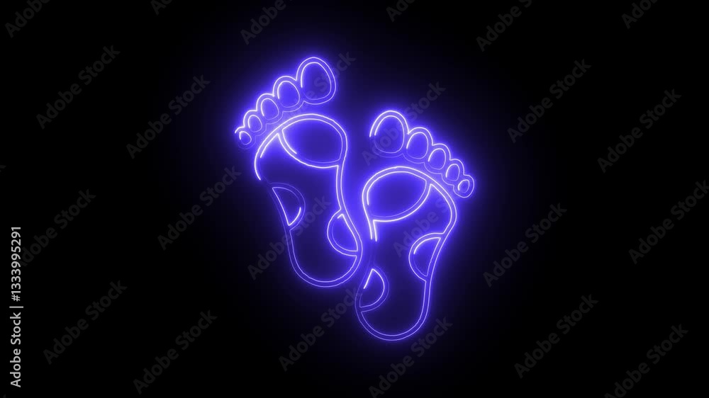 Glowing neon reflexology icon isolated on black background. HD Video motion graphic animation Glowing neon reflexology icon isolated on black background. HD Video motion graphic animation