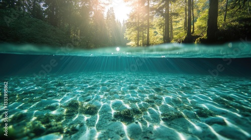Sunlit Underwater Forest: A Tranquil Oasis