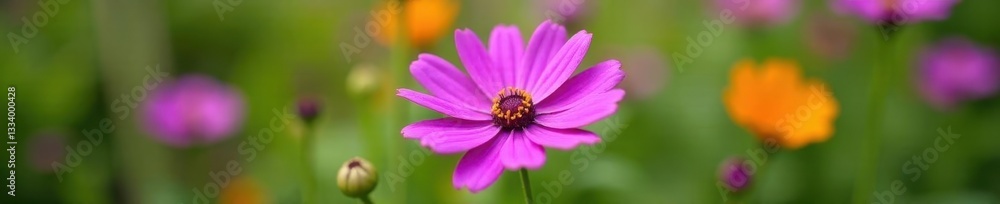 Close-up of a single purple Dimorphotheca pluvialis in garden setting , garden, Dimorphotheca pluvialis Close-up of a single purple Dimorphotheca pluvialis in garden setting , garden, Dimorphotheca pluvialis