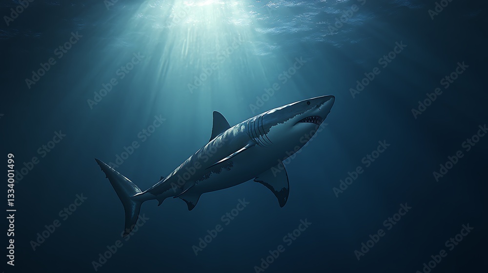 Fototapeta premium Massive shark moving silent waters wallpapers
