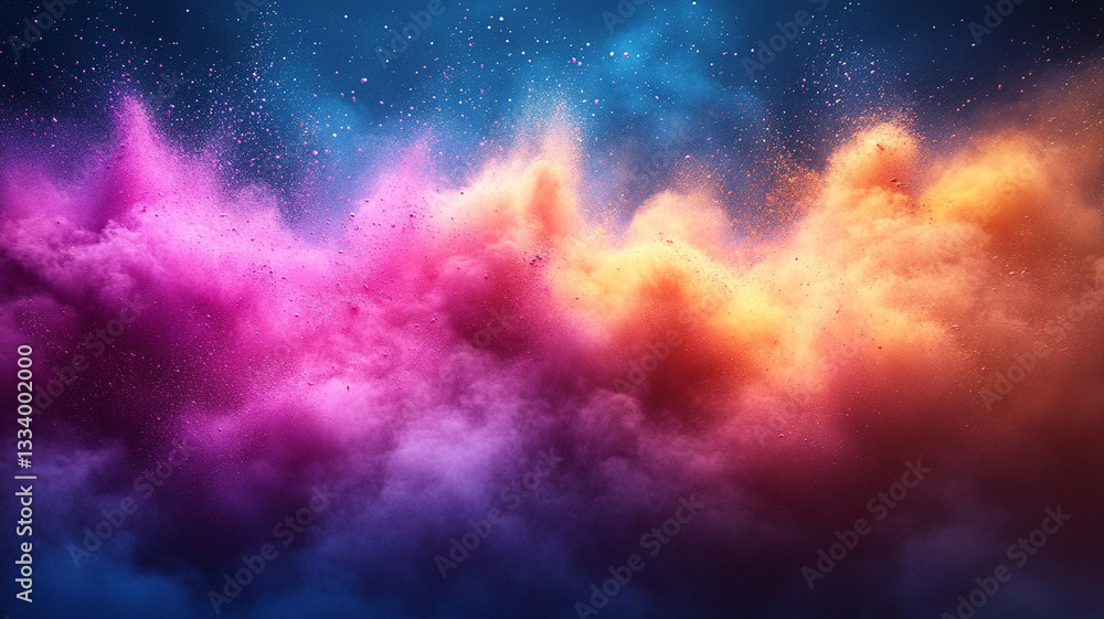 Naklejka premium Explosions of colored powder. Holi Festival.