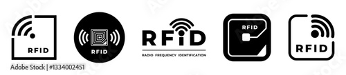 RFID Icon Set for Identification and Technology Vector Icons