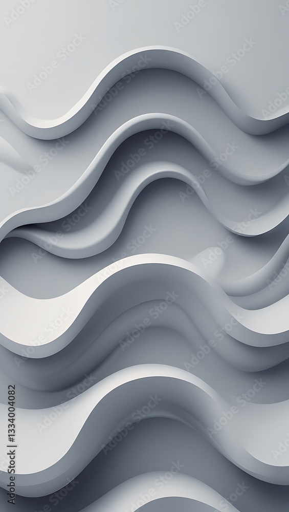 Fototapeta premium Serene Grayscale Waves Flowing Rhythmically, Creating A Calm And Meditative Abstract Landscape Of Undulating Forms