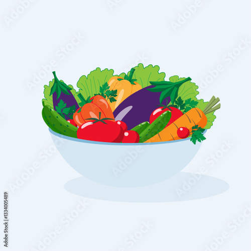 plate of fresh vegetables vector