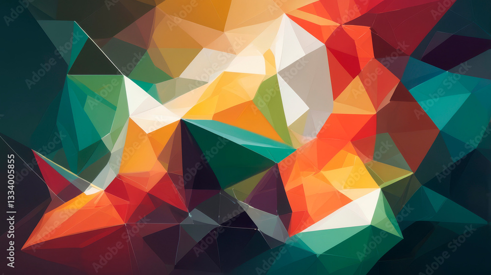 Obraz premium Abstract polygonal works of art in bright colors representing the aesthetics of modern design