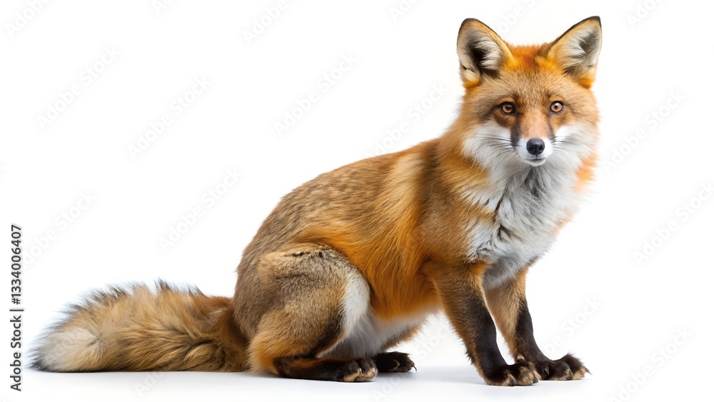 Fototapeta premium Red fox standing isolates on white background