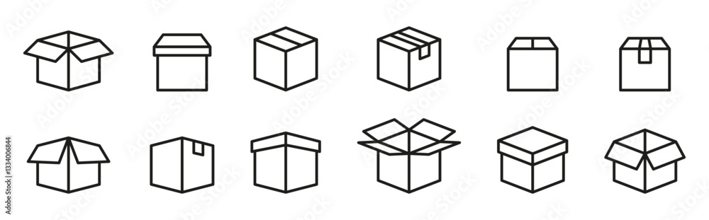 Collection of Minimalist Box Icons Vector Set