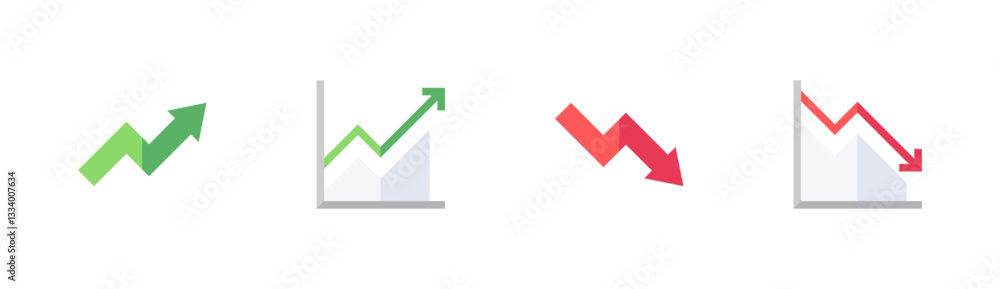 Rising and Falling Business Vector Graph Arrows Set Rising and Falling Business Vector Graph Arrows Set