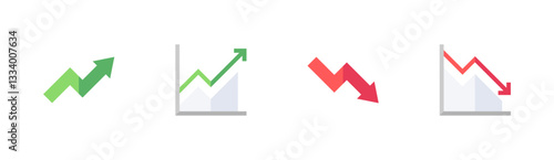 Rising and Falling Business Vector Graph Arrows Set