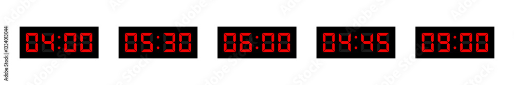 Digital Clock Time Display Collection Vector Set Digital Clock Time Display Collection Vector Set