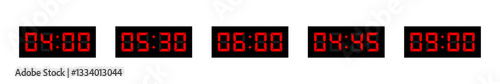 Digital Clock Time Display Collection Vector Set