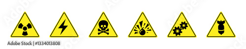 Hazard Warning Symbols in Triangle Vector Collection