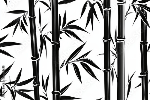 Wallpaper Mural Bamboo pattern vector graphics, monochrome black and white, Torontodigital.ca