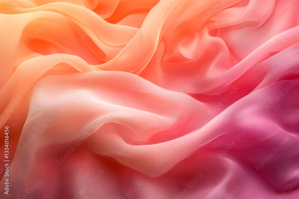 Fototapeta premium Peach Pink Ombre Silk Fabric Drape
