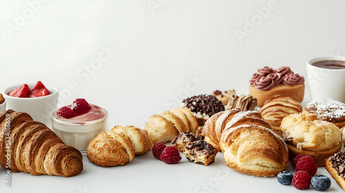 Wallpaper Mural Delicious pastries with fresh fruits and coffee, a perfect treat for breakfast or brunch Torontodigital.ca