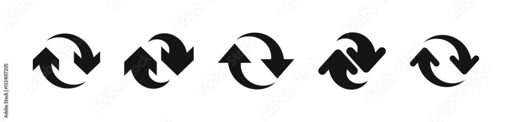 Black and White Refresh and Sync Arrows Vector Set Black and White Refresh and Sync Arrows Vector Set