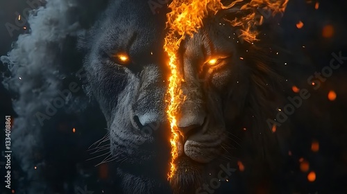 Majestic lion’s face captured in digital art pictures